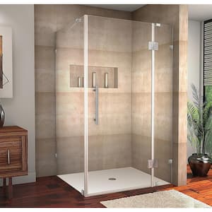 Avalux 46 in. x 34 in. x 72 in. Rectangular Pivot Frameless Corner Shower Enclosure in Chrome with Clear Glass