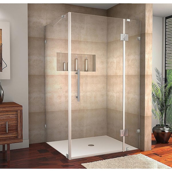 Aston Avalux 54 in. x 32 in. x 72 in. Rectangular Pivot Frameless Corner Shower Enclosure in Chrome with Clear Glass