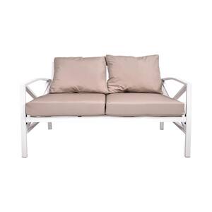 Metal Outdoor Loveseat with Gray Cushions 2 Seats Sofa