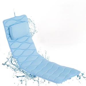 Full Body Bath Pillow for Tub with Mesh Washing Bag, 21 Non-Slip Suction Cups, 5D Air Mesh and Quick Drying in Blue