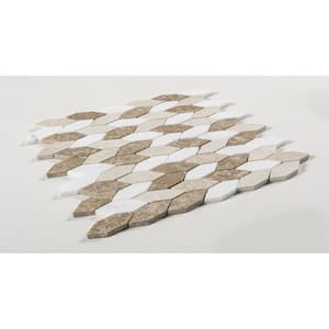 Channing Mustard Elongated Hex Brown/White 4.5 in. x 8.25 in. Natural Stone Mosaic Wall Tile Sample
