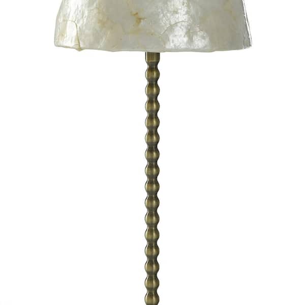 Vintage Italian white Marble w/ Brass Table Lamp with shade, height: 19,5