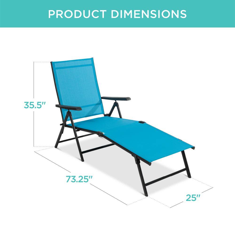 Sky Blue Adjustable Outdoor Chaise Lounge Chairs with Steel Frame