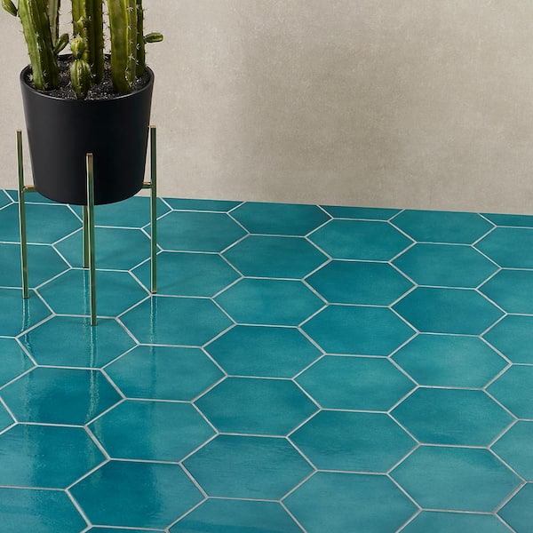 Ivy Hill Tile Appaloosa Carribean Blue, Home Depot Blue Hexagon Floor Tile