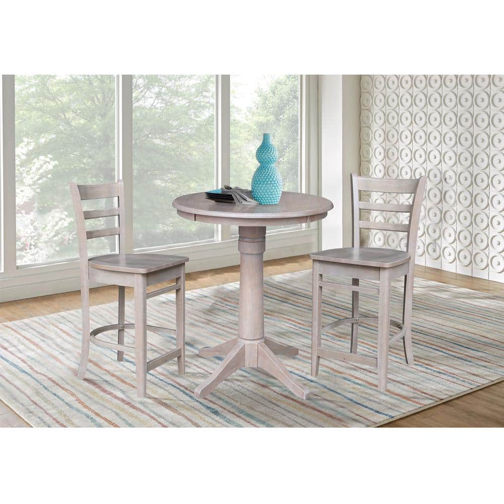 Elegant French Country Round Pedestal Dining Table in Weathered Gray
