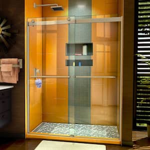 Sapphire 56 in. to 60 in. W x 76 in. H Semi-Frameless Bypass Shower Door in Brushed Nickel with Clear Glass