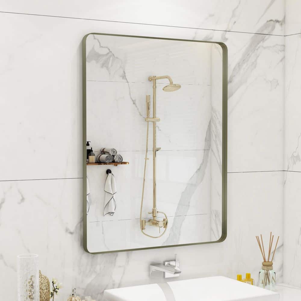 28 in. W x 36 in. H Premium Aluminum Framed Rectangular Bathroom Vanity Wall Mirror in Bronze price history on PriceWatchPro