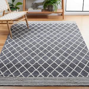 Easy Care Grey/Ivory 6 ft. x 9 ft. Machine Washable Striped Geometric Abstract Area Rug