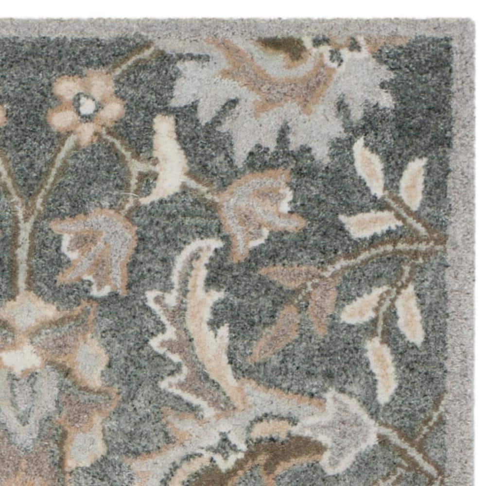 Handmade Grey and Multi Wool Viscose Tufted Runner Rug