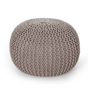 Moloney Brown Cotton Knitted Round Pouf