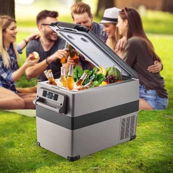 VEVOR 1.6 Cu. ft. 48-Can Mini Fridge with Freezer and App Control Car Fridge for Travel, Camping and Home Use, Black