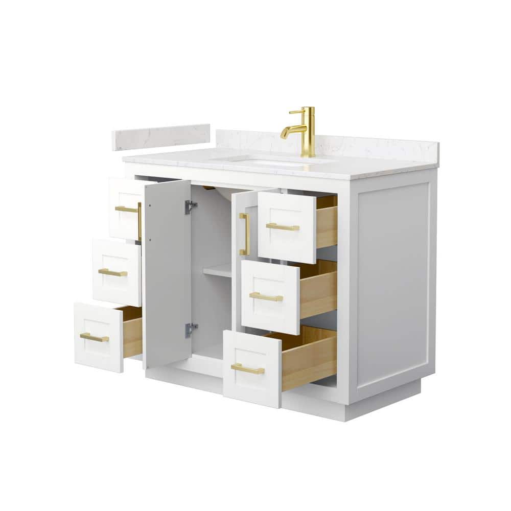 Miranda White 42" Freestanding Single Bathroom Vanity with Marble Top