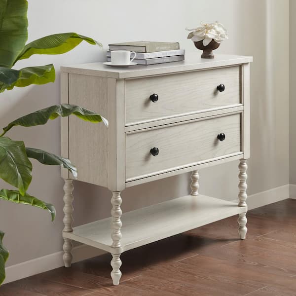 MADISON PARK Signature Beckett Antique Cream 34.25 in. H 2 Drawers Accent Chest