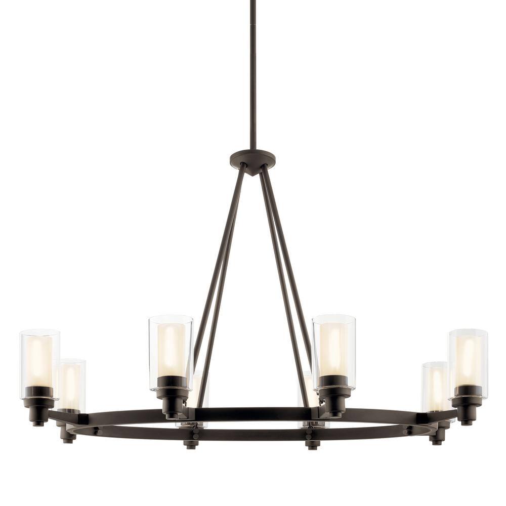 Circolo 27" Bronze 8-Light Oval Chandelier with Clear Glass