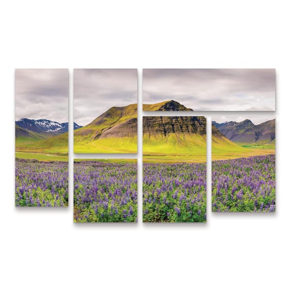 Trademark Fine Art Michael Blanchette Photography Lupines Mountains Panorama 6 Piece Panel Unframed Photography Wall Art 28 in. x 47 in.