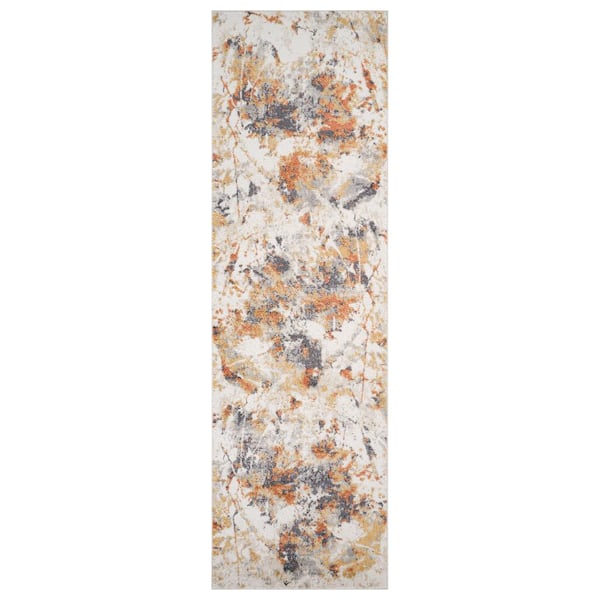 Amer Rugs Clifton 2 ft. 7 in. x 9 ft. Ivory Abstract Pattern Runner Rug for High Traffic Entryway Hallway Laundry Room