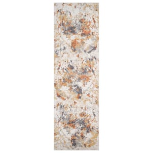 Avant Ivory Orange 3 ft. x 9 ft. Abstract Runner Rug