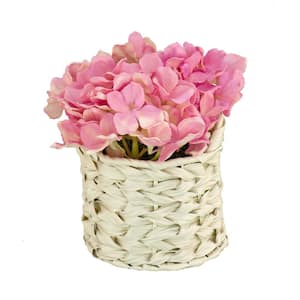 10 in. Artificial Floral Arrangements Hydrangea in Basket Color