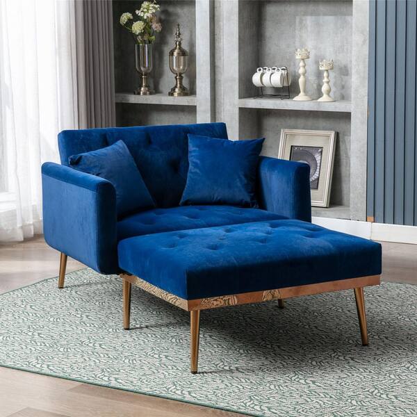 navy blue velvet chaise