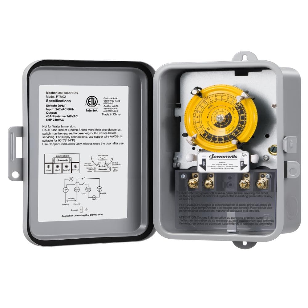 DEWENWILS 40 Amp 24-Hour Outdoor Mechanical Timer with Metal Box