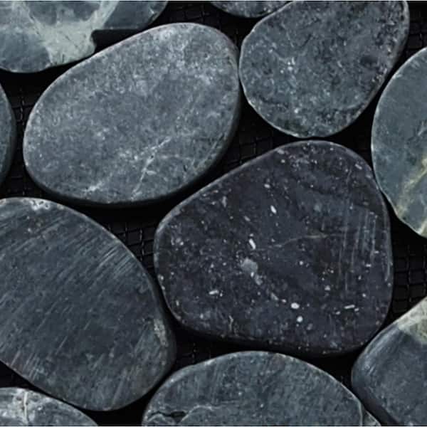 Sliced Pebble Mosaic Tile Sample color Black 4 in. x 6 in.