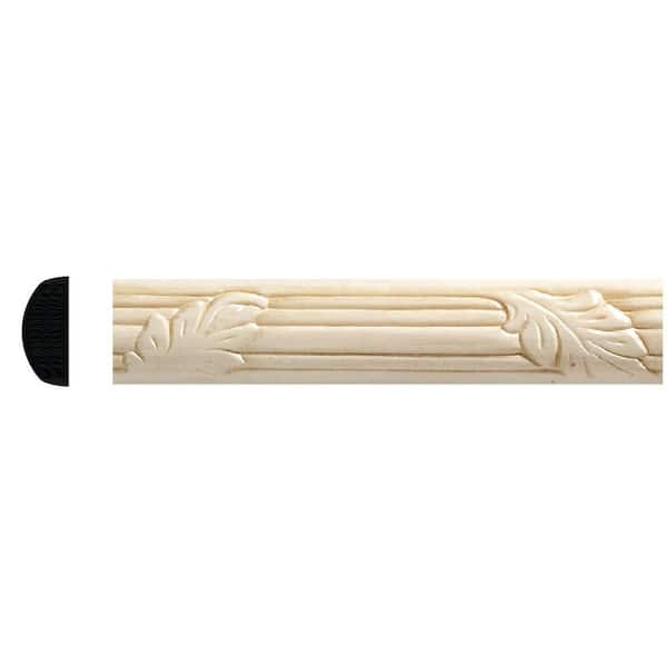 1167-8 3/8 in. x 7/8 in. x 96 in. White Hardwood Embossed Oak Leaf Moulding