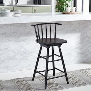 Ray 25 in. Black Low Back Wood Frame Swivel Counter Stool