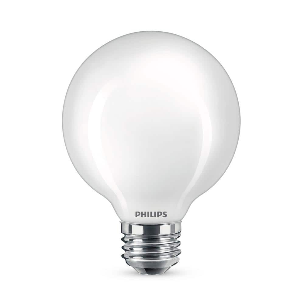 Philips 60-Watt G25 Frosted Glass Non-Dimmable E26 LED Light Bulb Soft White 2700K (3-Pack) 567529 - The Home Depot