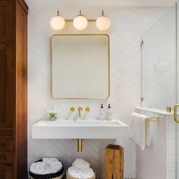 LLHZSY Caelumix 22.64 in. 3-Light Gold Bathroom Vanity Light with