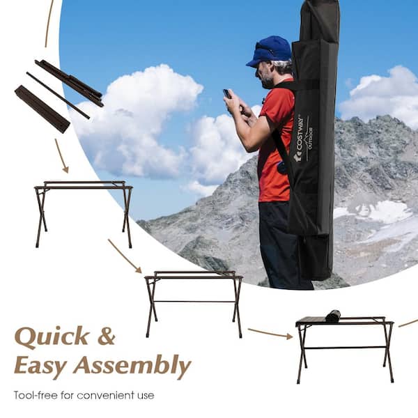 Patiojoy Folding Camping Table Lightweight Portable Aluminum Metal