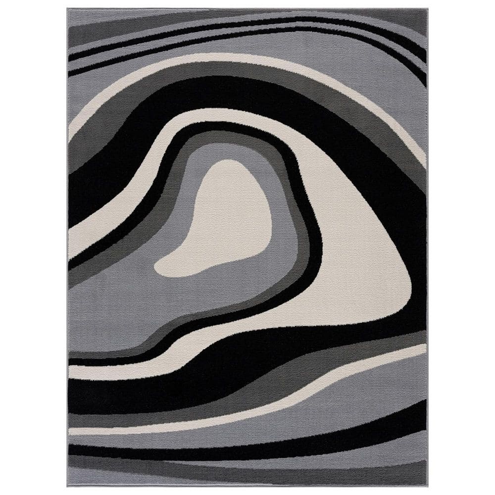 Gray 5 ft. x 7 ft. Geometric Indoor Polypropylene Area Rug