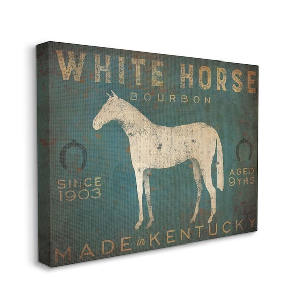 The Stupell Home Decor Collection White Horse Bourbon Vintage Sign Design By Ryan Fowler Unframed Typography Art Print 30 in. x 24 in.
