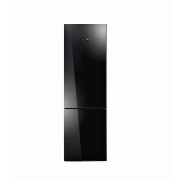Bosch 800 Series 24 in. 10 cu. ft. Bottom Freezer Refrigerator in Black Glass, Counter Depth