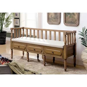 Cherryvale Natural Tone Bench with Multi Storage (30 in. H x 60 in. W x 19 in. D)