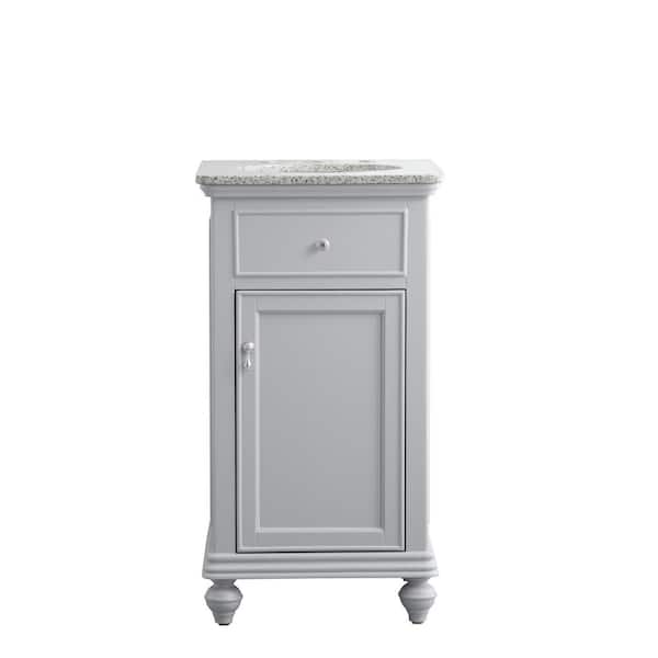 Unbranded Timeless 19 in. W x 19 in. D x 35 in. H Single Bath Vanity in Light Grey with White Engineered Stone Top and White Basin