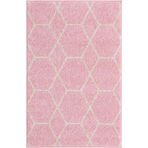 Trellis Frieze Light Pink/Ivory 2 ft. x 3 ft. Geometric Area Rug