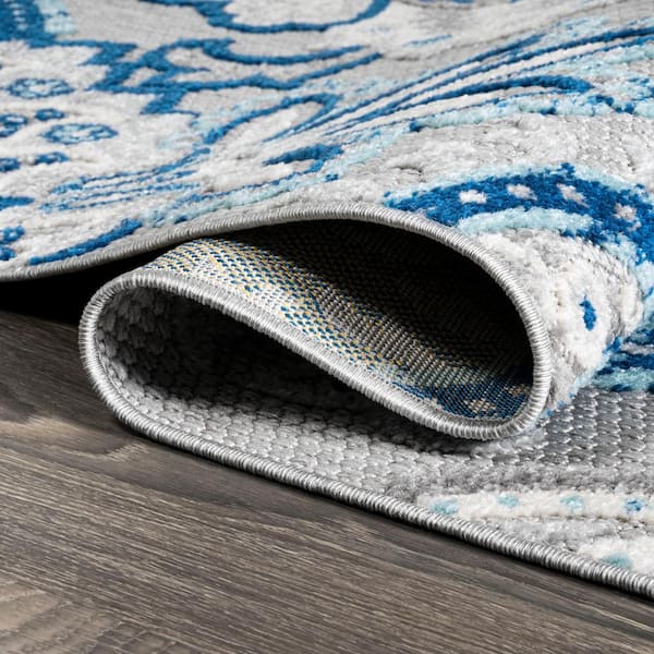 JONATHAN Y Gordes Paisley High-Low Light Gray/Blue 2 ft. x 8 ft