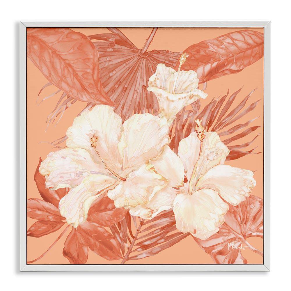 Hibiscus and Palm Bundle by Paul Brent White Framed Nature Giclee Art Print 17 in. x 17 in. price history on PriceWatchPro