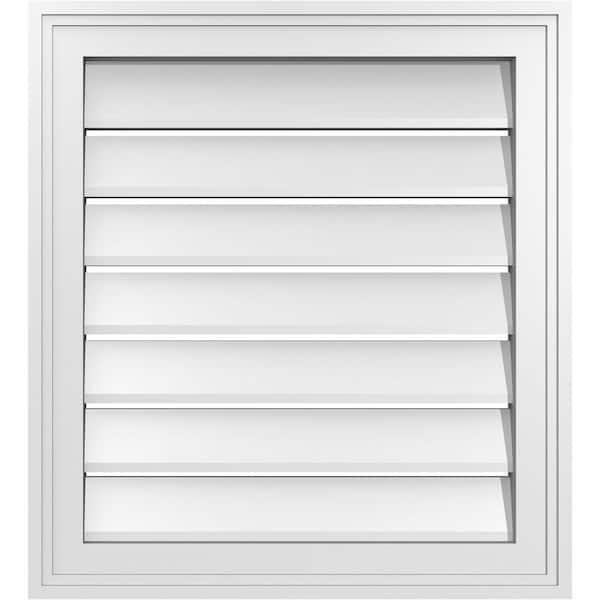 Ekena Millwork 20" x 22" Vertical Surface Mount PVC Gable Vent: Functional with Brickmould Frame