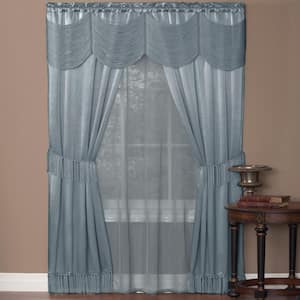 Halley 56 in. W x 84 in. L Polyester Light Filtering 6 Piece Window Curtain Set in Ice Blue