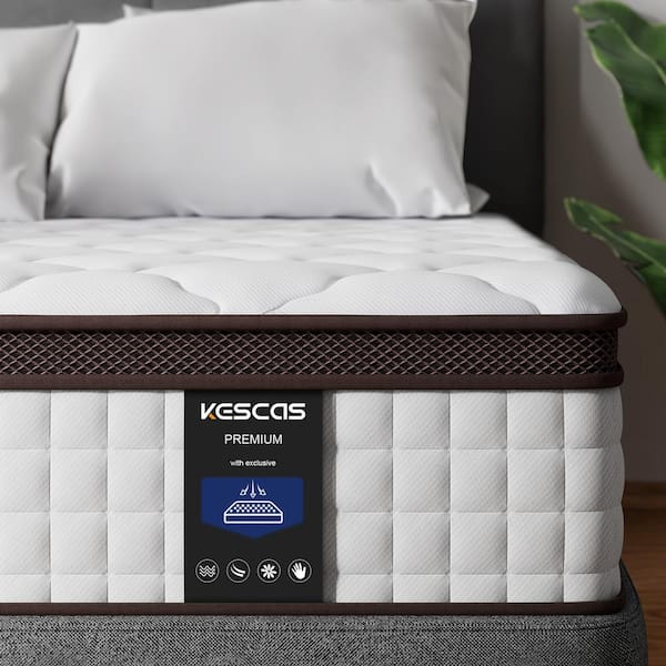 Kescas Euro Top Queen size Medium Firm Memory Foam 14 in. Bed in a box Mattress