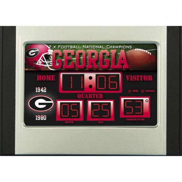 Team Sports America University of Georgia 6.5 in. x 9 in. Scoreboard Alarm Clock with Temperature