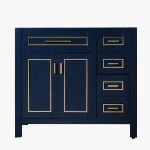 WOODBRIDGE Millan 37 in.W x 22 in.D x 38 in.H Bathroom Vanity Cabinet Only without Top in Navy Blue