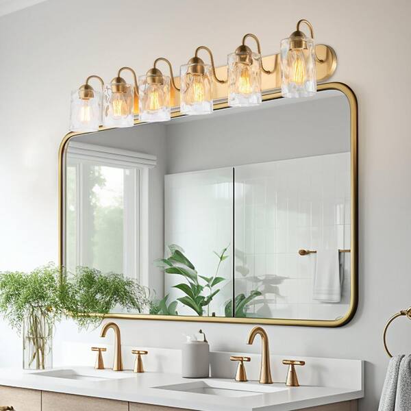 Kira Home Armada II 48 in. 6 Lights Cool Brass Modern Bathroom