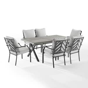 Otto Black 7-Piece Metal Outdoor Dining Set with Gray Cushions