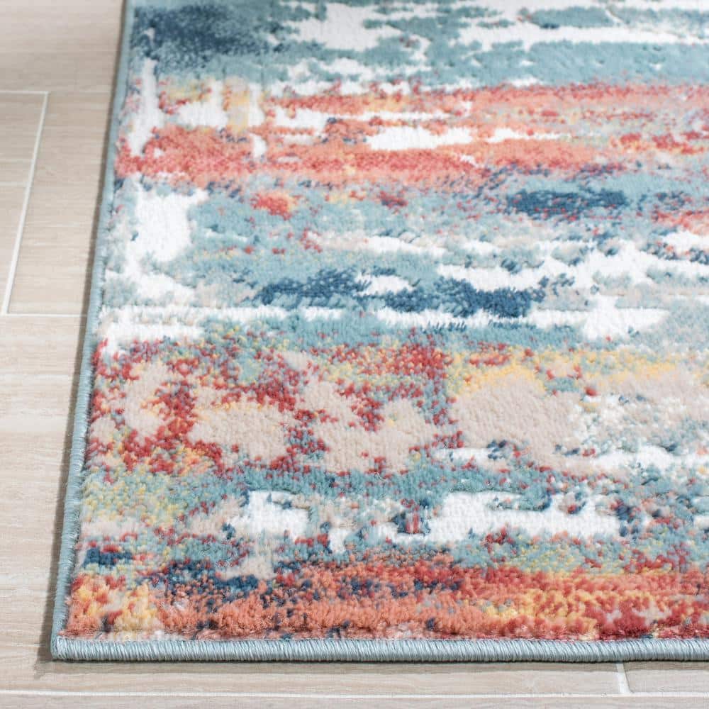 Skyler 8' x 10' Beige and Burgundy Abstract Synthetic Rug