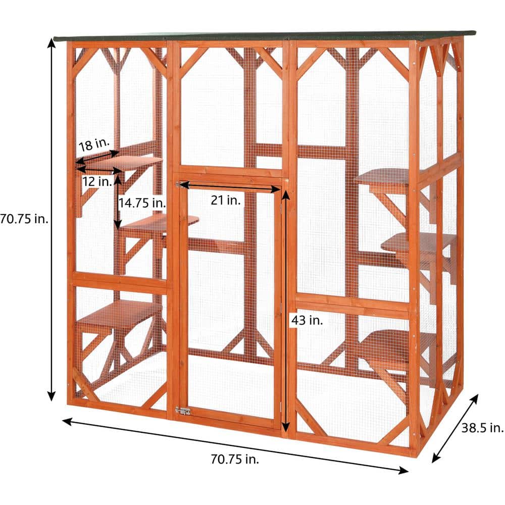 Large Wooden Outdoor Cat Sanctuary with Platforms