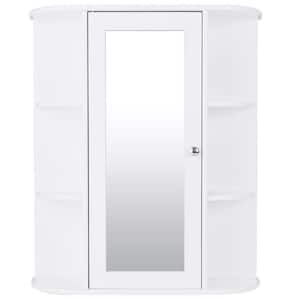 23.5 in. W Bathroom Cabinet Single Door Shelves Mount Wall Cabinet with Mirror White