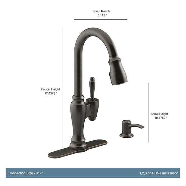 LED Kitchen Faucet,Single Handle Pull Down Sprayer W/ 10"Cover Oil Rubbed Bronze 
