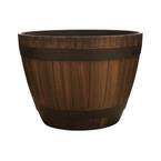 20.5 in. Dia x 12.2 in. Dia Kentucky Walnut Brown High-Density Resin Wine Barrel Planter